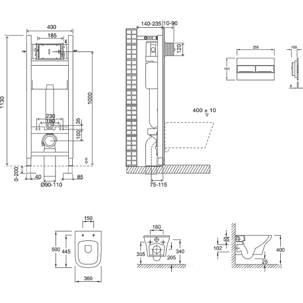 Комплект унитаза с инсталляцией Jacob Delafon Vox E21770RU-00