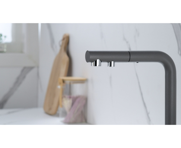 Смеситель для кухни с подключением к фильтру  Paulmark Serpentine Se213222-GRM