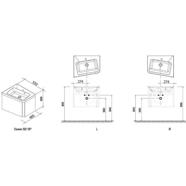 Тумба под раковину Ravak SD 10° 55 R X000000744