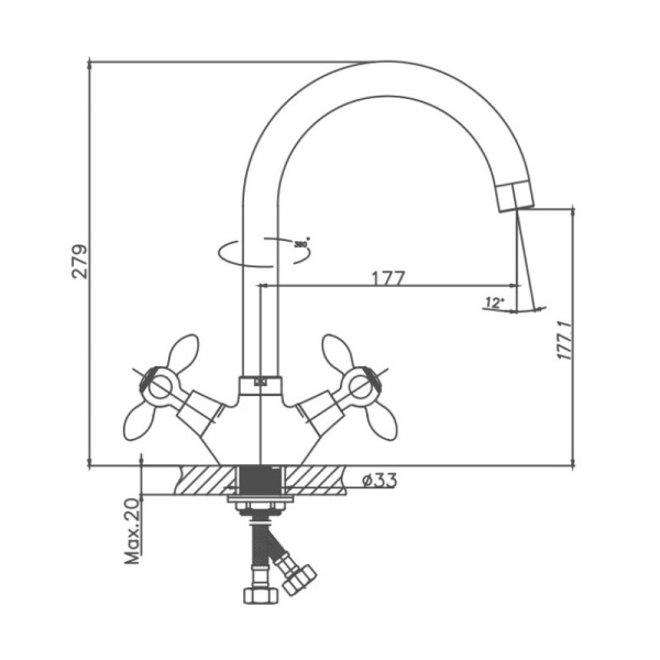 Смеситель для кухни Cron CN4627 Смеситель для кухни Cron CN4627