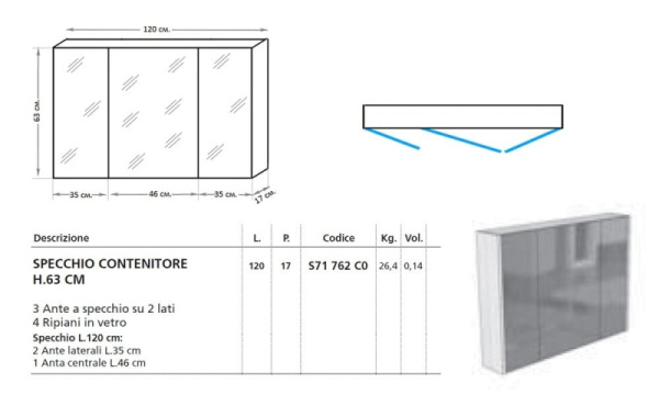 Зеркальный шкаф Cerasa Velvet/Movida S71 762 C0 Tavolato Biscotto