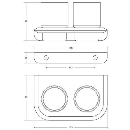 Стакан для зубных щеток  двойной CEZARES LINER-TUMDS-GM