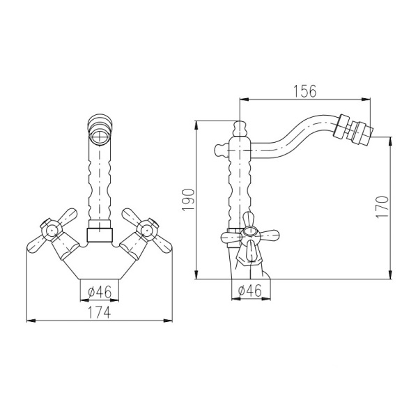 Смеситель для биде Rav Slezak Morava Retro MK320.5/9SM