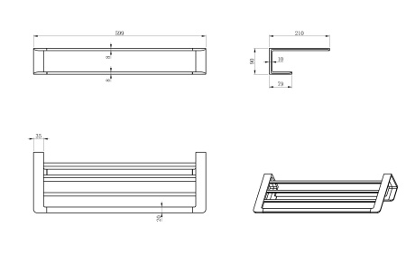 Полотенцедержатель с полкой WONZON & WOGHAND, хром WW-V2901-CR