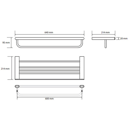 Полочка для полотенец с вешалкой Bemeta Organic 157105151