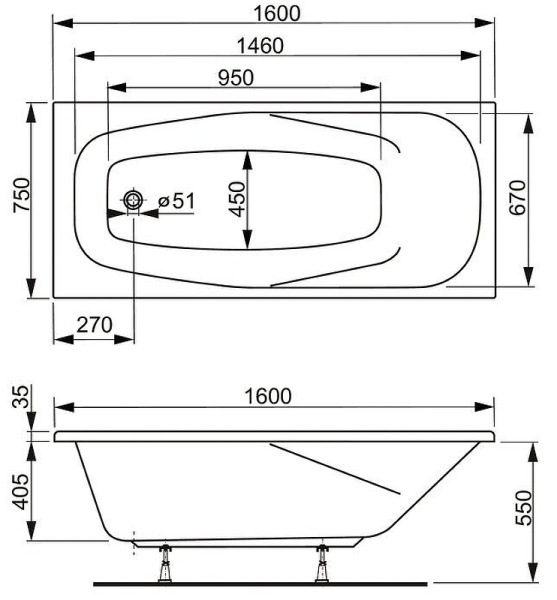 Акриловая ванна Vagnerplast Aronia (160x75) VPBA160ARN2X-04 Акриловая ванна Vagnerplast Aronia (160x75) VPBA160ARN2X-04