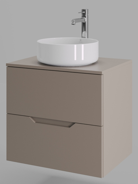 Тумба с раковиной подвесная 60 см, Orange Line Li-60TuLMDF+B09-360W латте/белый