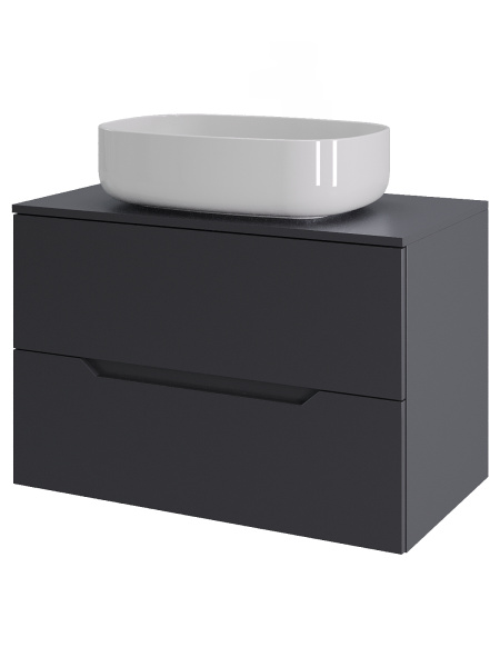Тумба с раковиной подвесная 70 см, Orange Line Li-70TugMDF+B07-540W графит/белый
