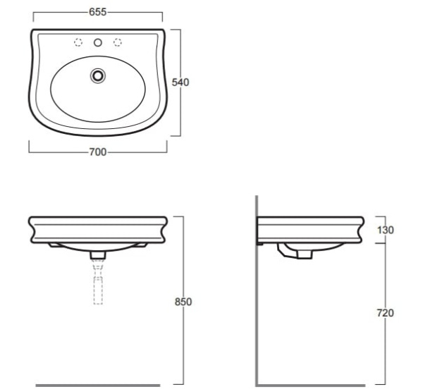 Тумба с раковиной на 70 см Tiffany World Palermo 7701noce+LA10bi*1