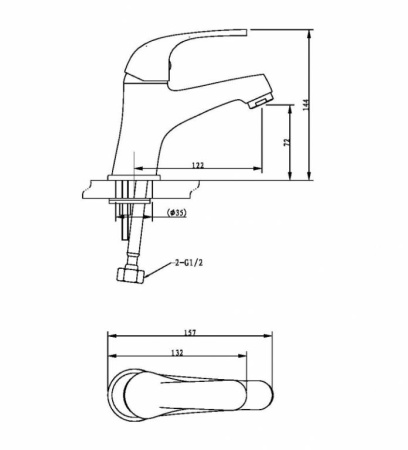 Смеситель для раковины Bravat Fit, черный F1135188BM-RUS