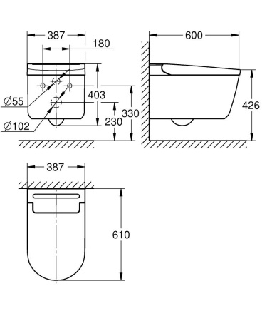 Унитаз-биде подвесной GROHE Sensia Pro 36508 SH0 (36508SH0)