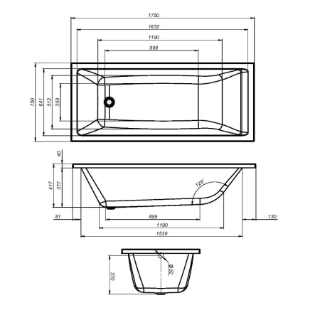Акриловая ванна (175х75) Am.Pm Gem W93A-175-075W-A белый