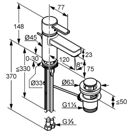 Смеситель для умывальника Kludi Zenta 382608675