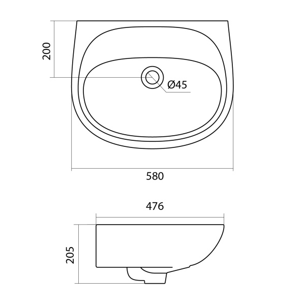Раковина подвесная (58х47,6) Santek Анимо 60 1WH110505
