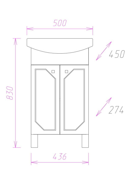 Тумба под раковину напольная Onika Канны 50 105003