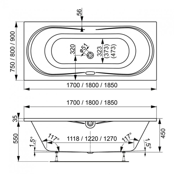 Акриловая ванна Vagnerplast Briana (180x80) VPBA180BRI2X-04 Акриловая ванна Vagnerplast Briana (180x80) VPBA180BRI2X-04