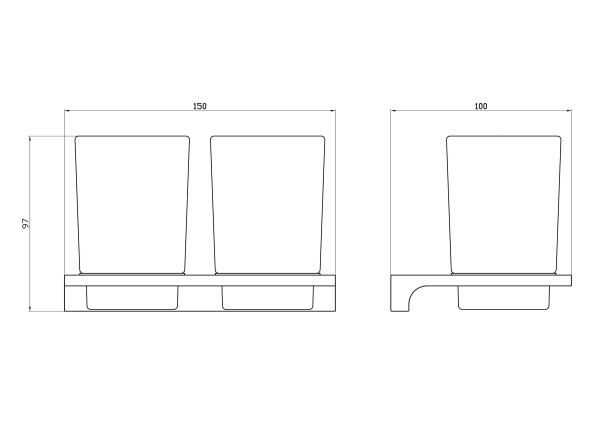 Два стакана для зубных щеток с держателем WONZON & WOGHAND ECLIPSE, хром WW-9128
