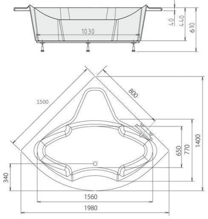 Акриловая ванна Alpen Simona 150x150 a04111