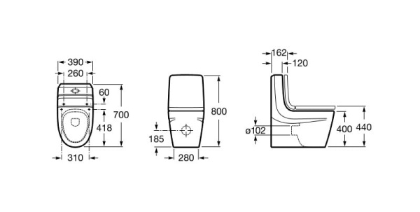 Спинка к сиденью Roca Khroma 80165AF9T