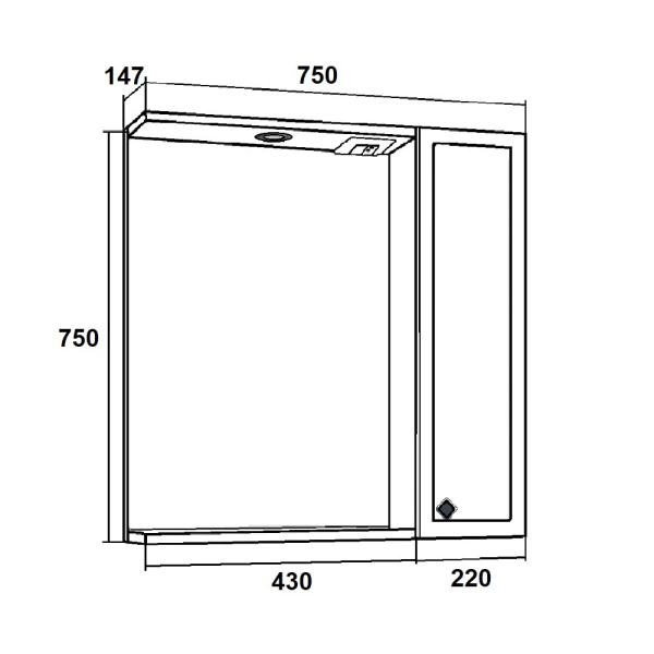 Зеркальный шкаф Runo  Римини 75 (00-00001257)