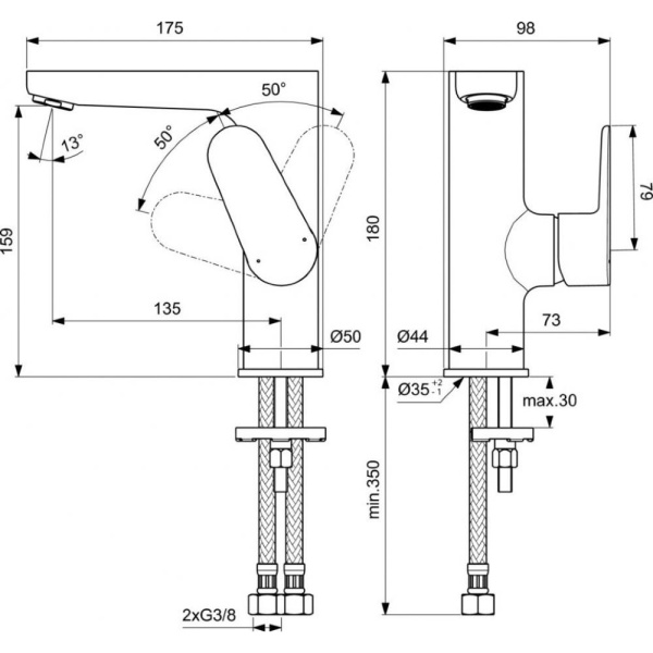 Смеситель для раковины Ideal Standard Cerafine О BC555XG Смеситель для раковины Ideal Standard Cerafine О BC555XG