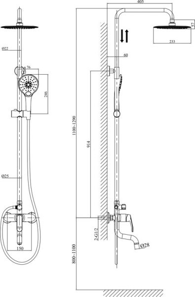 Душевая система D&K Venice Rialto (DA1063701B14)