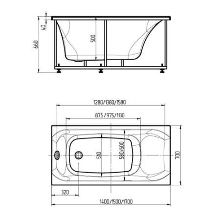 Акриловая ванна Aquatek Альфа 140 ALF140-0000024 слив справа