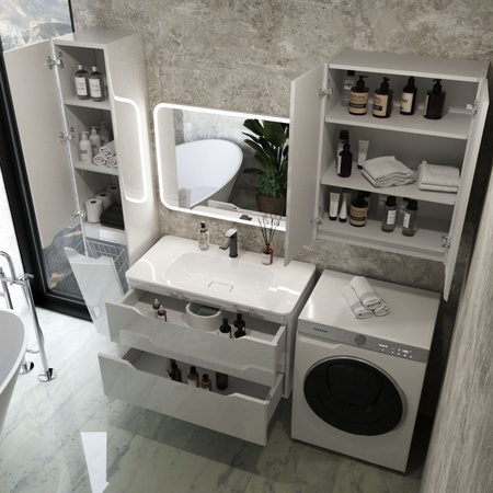 Тумба под раковину Style Line Марелла 90 Люкс Plus СС-00002414 белый глянец