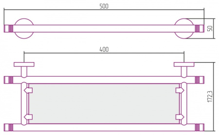 Полка стеклянная Сунержа Каньон (L 500) 00-3003-0500