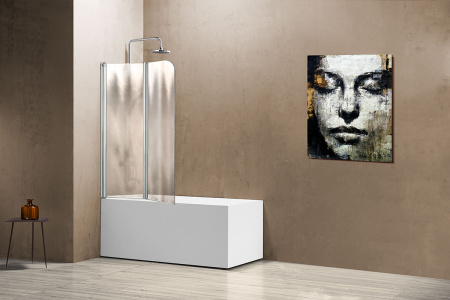 Душевая шторка на ванну VSB-12114CH-R  (114х140) хром, стекло шиншилла, правая