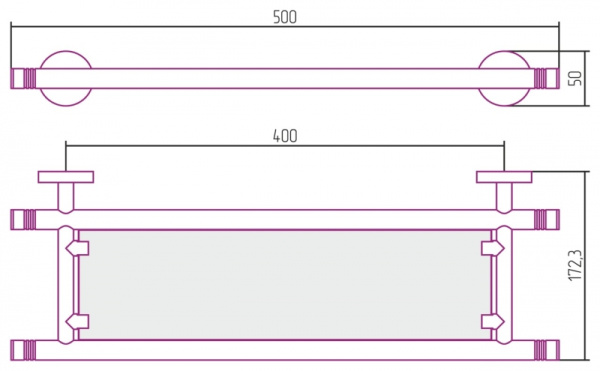 Полка стеклянная Сунержа Каньон (L 500) 00-3003-0500
