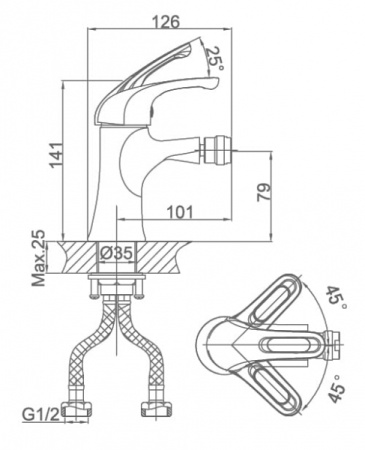 Смеситель для биде D&K Rhein Eucharius (DA1372201)