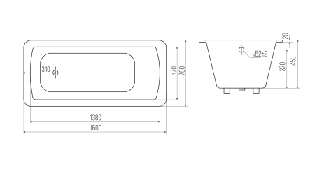 Чугунная ванна Goldman Elite (160x70) ET16070