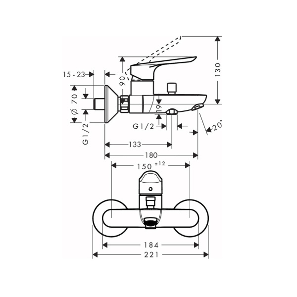 Смеситель для ванны Hansgrohe Logis E 71403000 хром