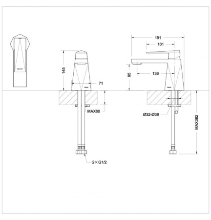 Смеситель для раковины Bravat Iceberg F176110G