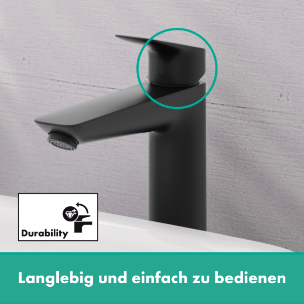 Смеситель для раковины без донного клапана Hansgrohe Logis 71091670 черный матовый