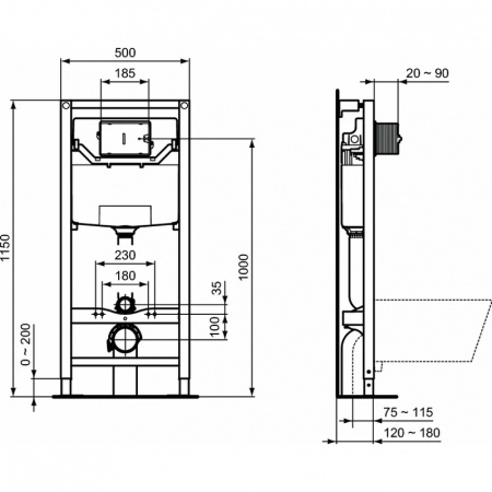 Унитаз + инсталляция Ideal Standard Strada II AquaBlade P387001