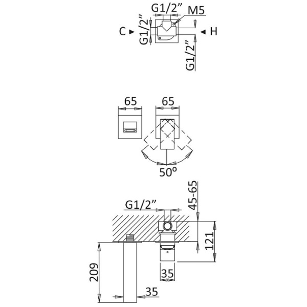 Смеситель для раковины Cezares Porta PORTA-BLI2-SR Смеситель для раковины Cezares Porta PORTA-BLI2-SR