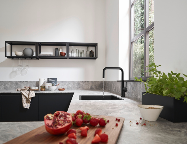 Смеситель для кухни с запорным вентилем для посудомоечной машины Hansgrohe Talis M54 1jet 72807670 черный матовый