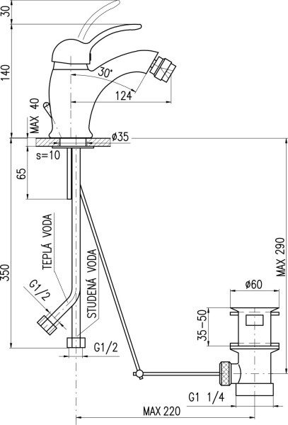 Смеситель для биде Rav Slezak Labe L045.5K