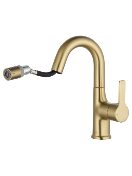 Смеситель для раковины с выдвижным изливом WONZON & WOGHAND, брашированное золото WW-FE01L212-BG Смеситель для раковины с выдвижным изливом WONZON & WOGHAND, брашированное золото WW-FE01L212-BG