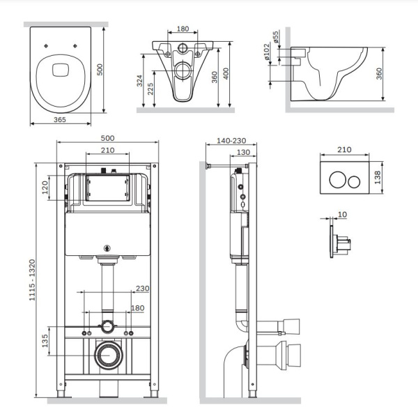 Комплект унитаза с инсталляцией Am.Pm Gem IS49051.901700
