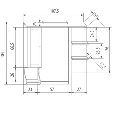 Зеркало со шкафчиком Eban FCPLS107DPGpergamon*1