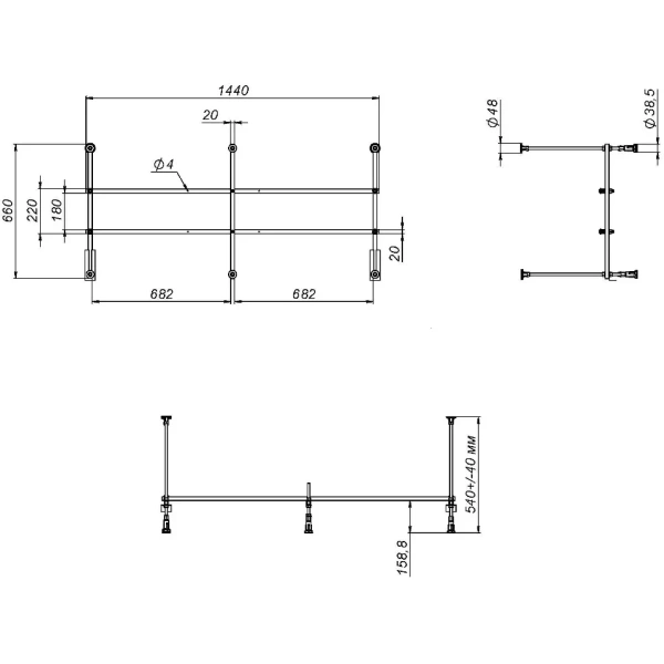 Каркас для ванны 150х70 AM.PM Sense W01A-150-070W-R