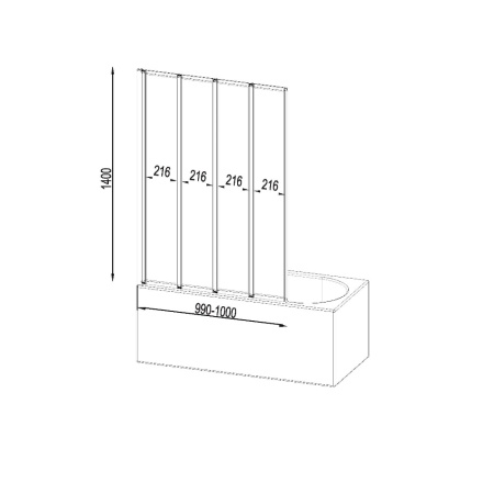 Шторка для ванны (140х100) Am.Pm Like W80BS-100-140CT