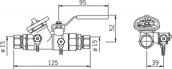 Oras 412015 Регулирующий клапан циркуляции горячей воды, DN 15, ∅Cu 15.