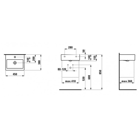 Раковина подвесная (45x38) Laufen Living City 8.1543.2.000.104.1