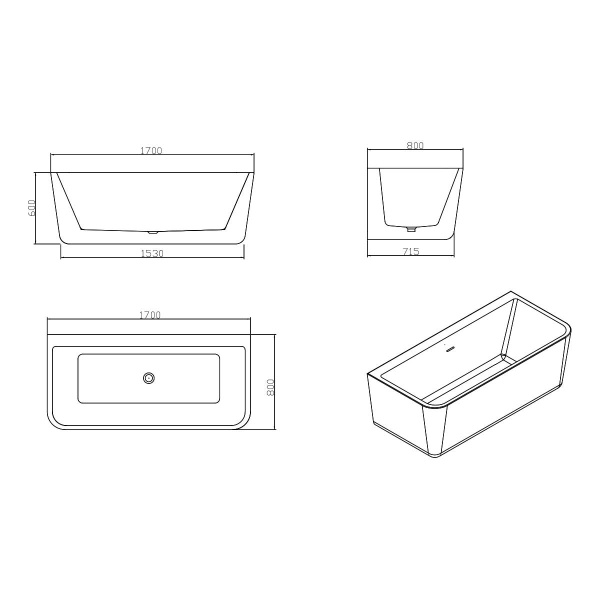 Ванна акриловая (170х80) Vincea VBT-211