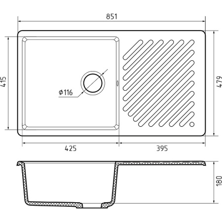 Кухонная мойка GranFest Quartz 53, 53 белый