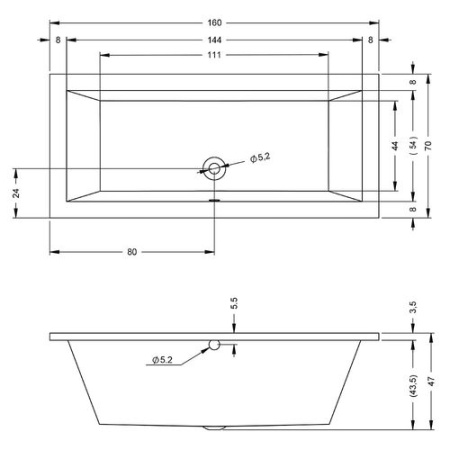 Ванна акриловая с тонким бортом (160х70) Riho Lugo B138001005